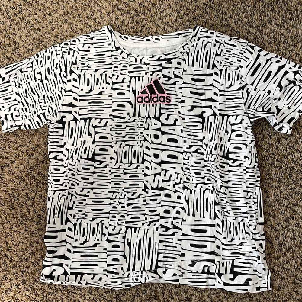 White Adidas tee